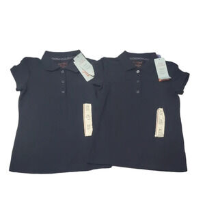 NWT Cat & Jack Girl's Navy Blue Uniform Polo Shirts 2 PK XS 4/5